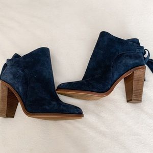 Navy Suede Booties